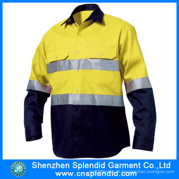 Venda Por Atacado Trabalho Uniforme Two Tone Reflective Tape Hi Vis Shirt